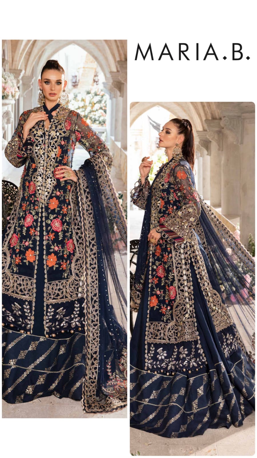 Maria B Exclusive Cotton Embroidered 3pc Navy Blue