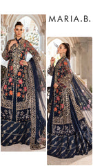 Maria B Exclusive Cotton Embroidered 3pc Navy Blue