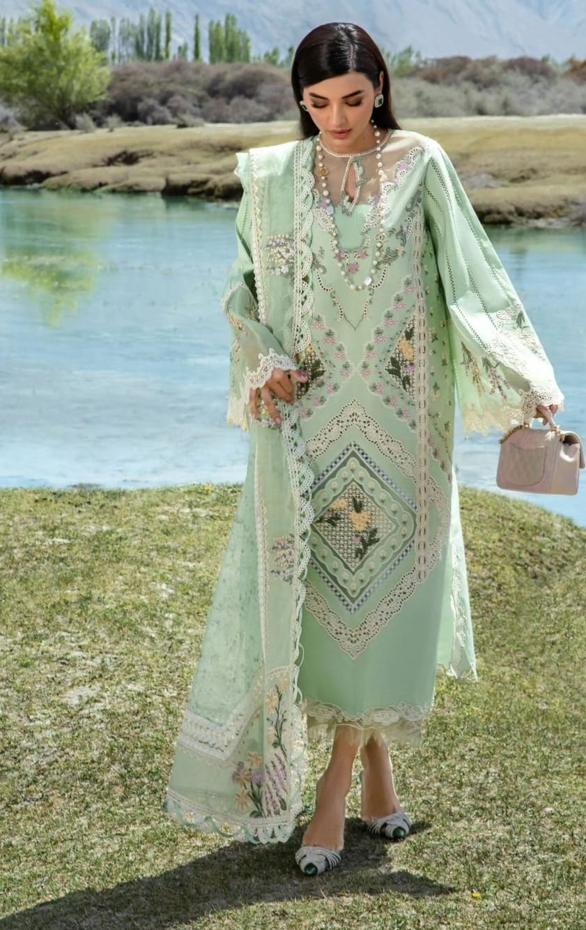 Crimson Exclusive Cotton Unstitched 3pc Pista Green