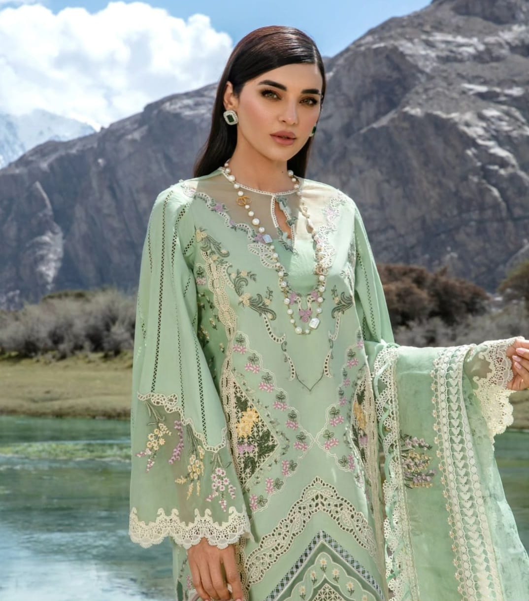 Crimson Exclusive Cotton Unstitched 3pc Pista Green