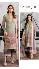 Baroque Luxury Cotton Unstitch 3pc Pista Green