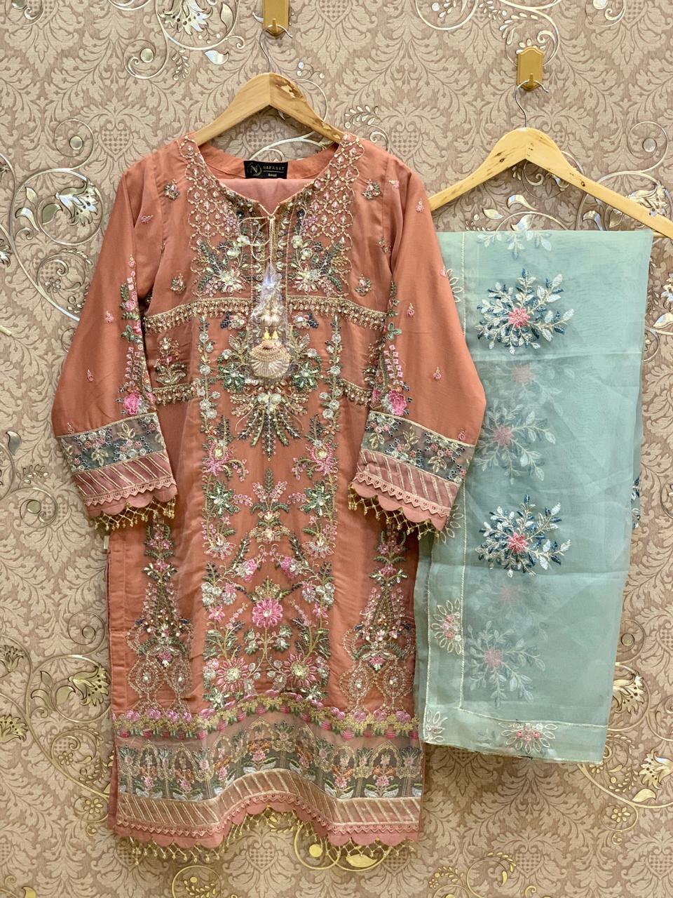 Nafasat Luxury Chiffon 3pc Embroidered Stitched Collection D-05