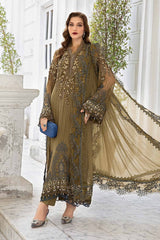 Maria B Luxury Chiffon Unstitched 3pc Mehndi Green