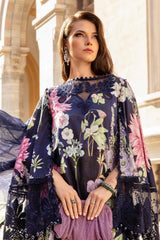 Maria B M-Series Lawn Unstitched 3pc Navy Blue