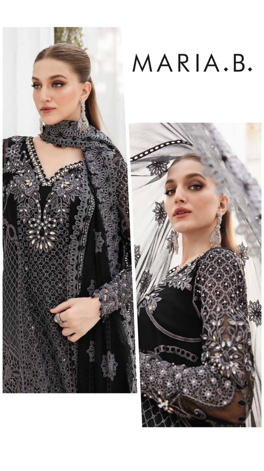 Maria B Exclusive Cotton Unstitched 3pc Black