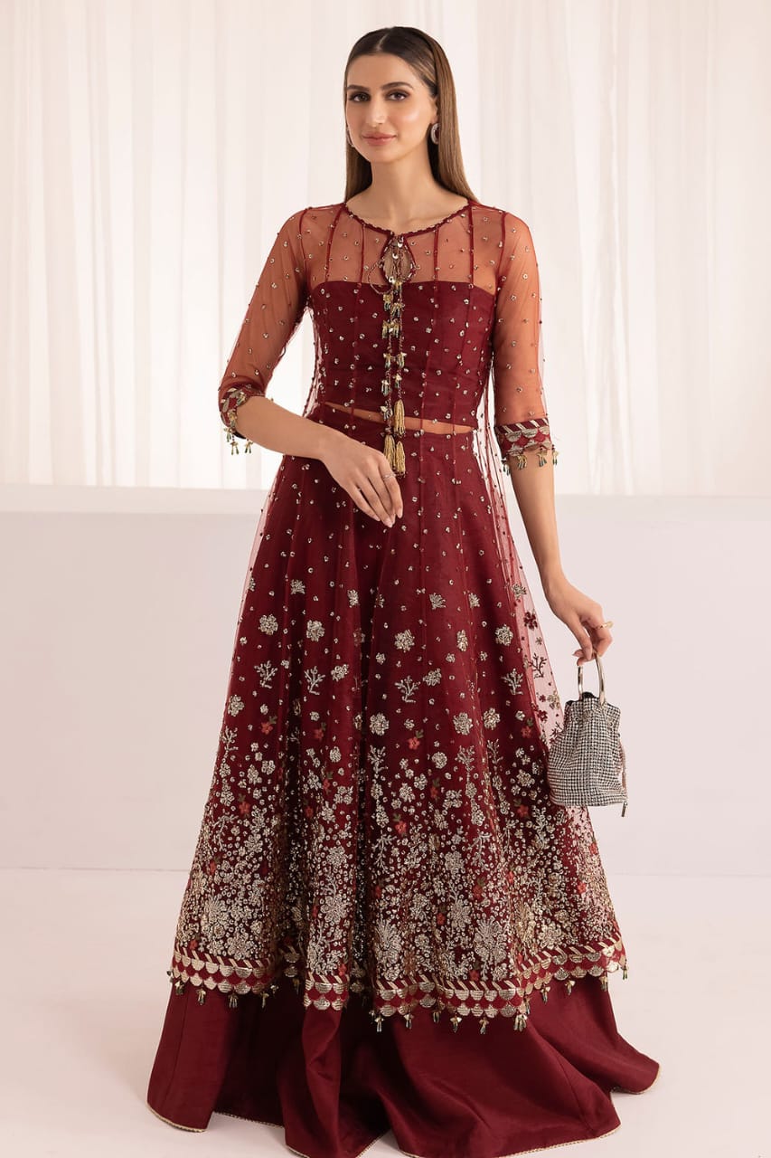 Jazmin Exclusive Cotton Unstitched 3pc Maroon