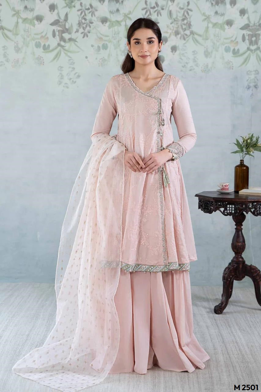 Maria B Exclusive Cotton - Unstitched 3pc Zinc Blue And Pink