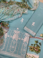 KAHF Lawn Chikankari shirt with Swiss lawn