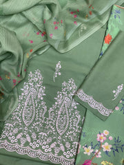 KAHF Lawn Chikankari shirt with Swiss lawn