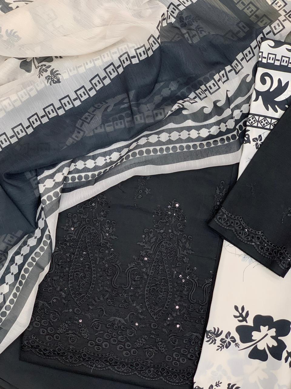 KAHF Lawn Chikankari shirt with Swiss lawn