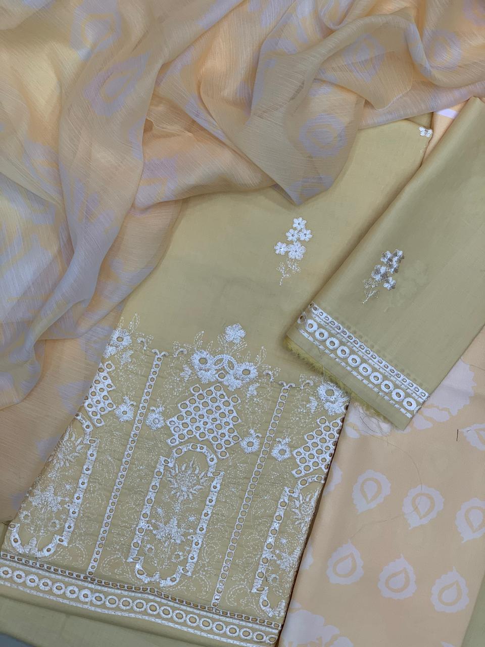 KAHF Lawn Chikankari shirt with Swiss lawn