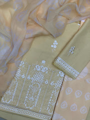 KAHF Lawn Chikankari shirt with Swiss lawn