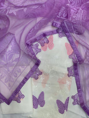 Flutteria Butterfly Luxury chikankari Embroidered 3pc suit
