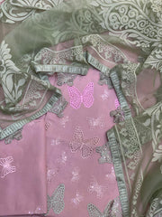 Flutteria Butterfly Luxury chikankari Embroidered 3pc suit