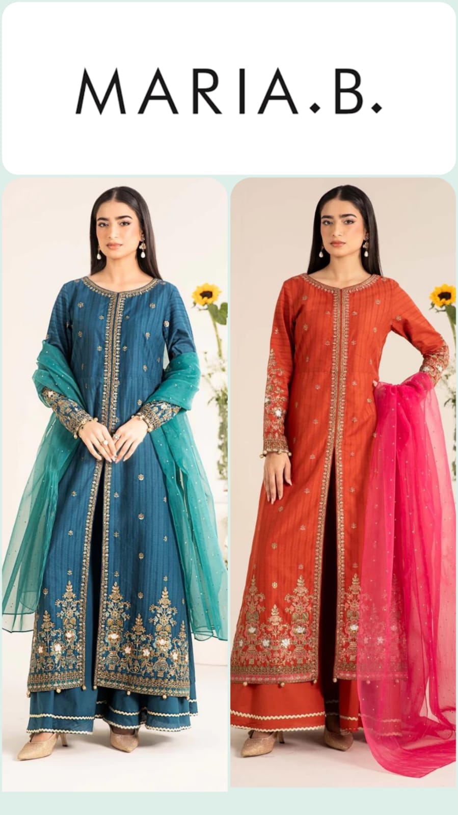 Maria B Exclusive Cotton Unstitched 3pc Colour Rust