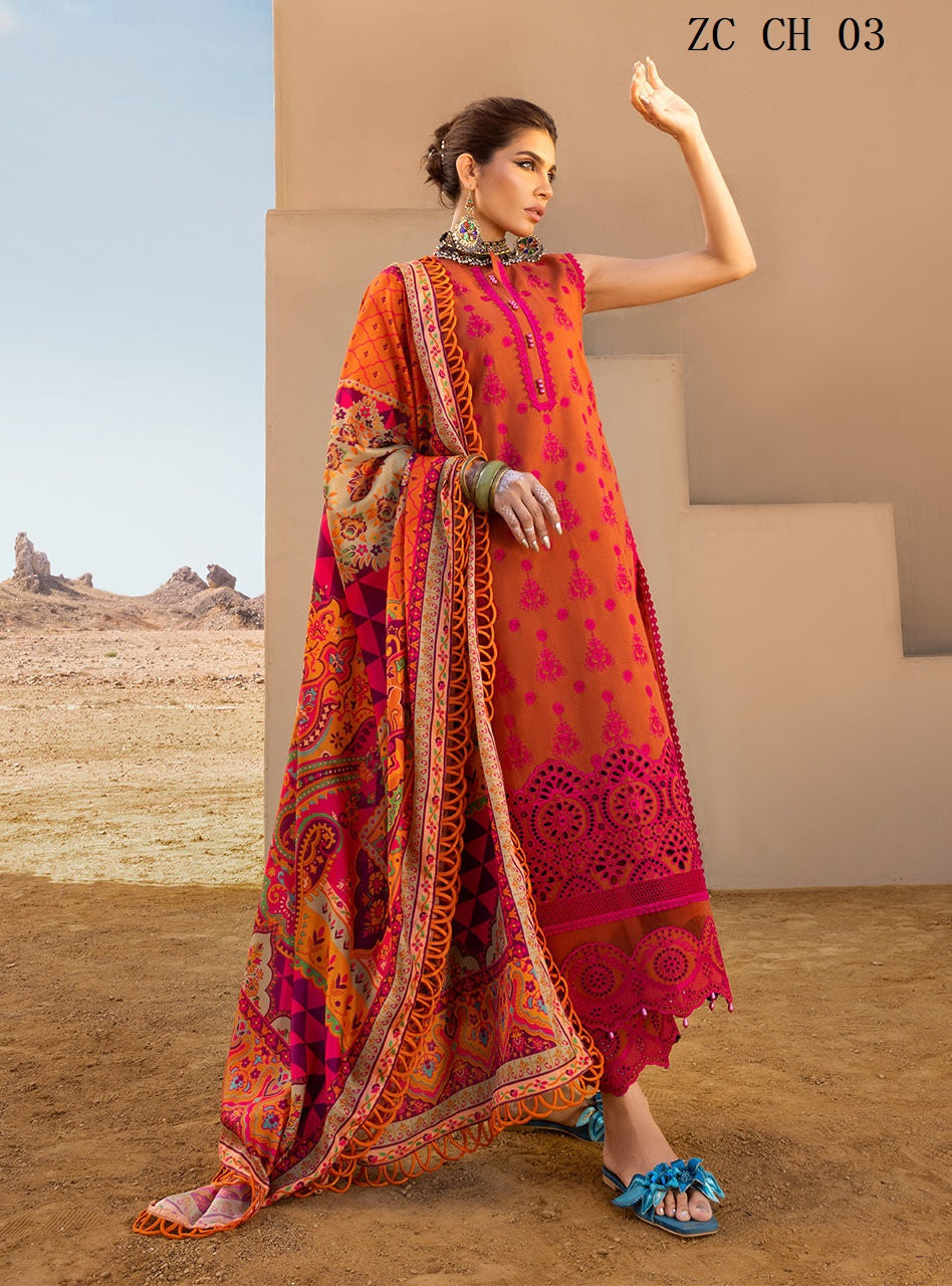 Zainab Chotani Exclusive Cotton Lawn Unstitch 3pc D-01