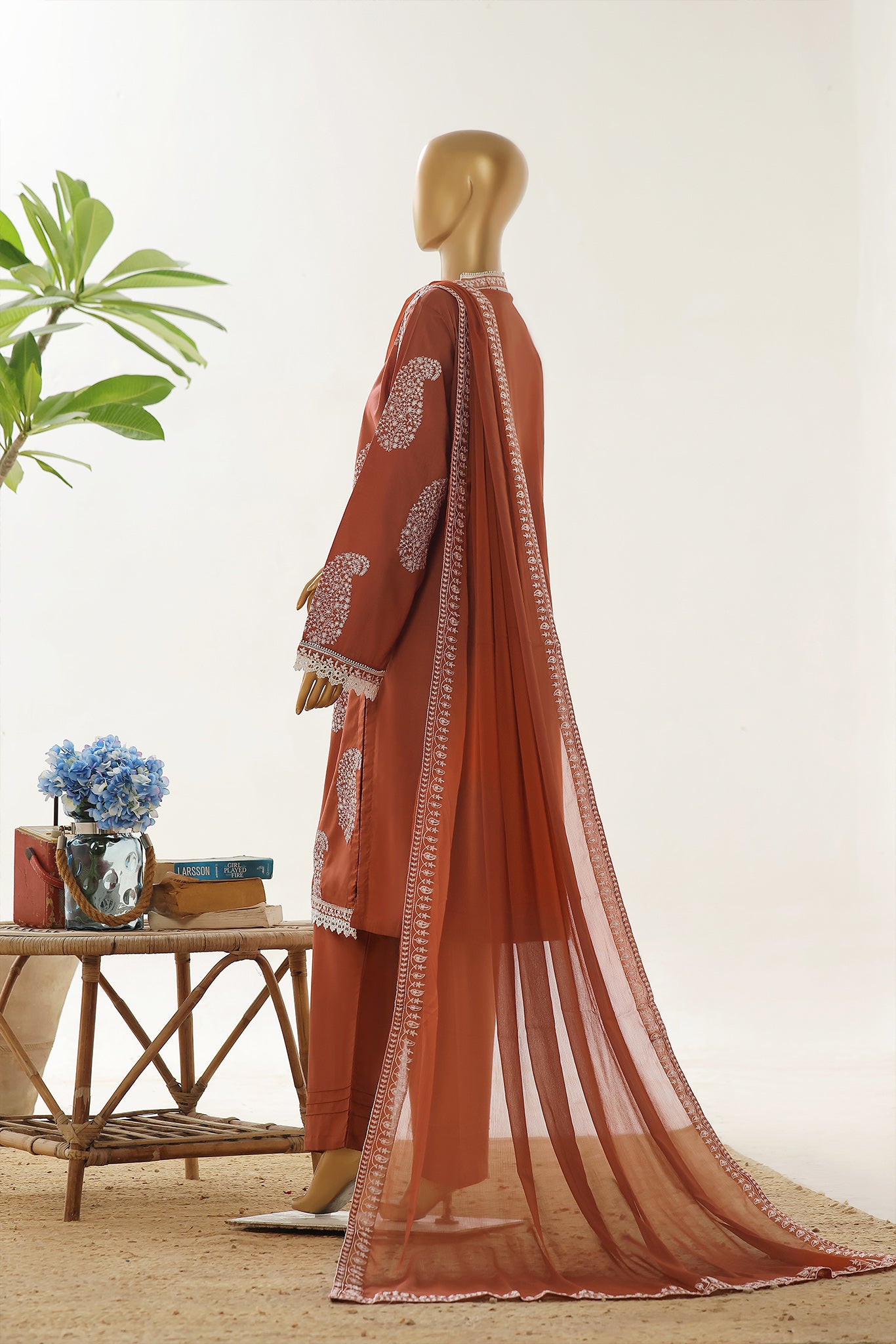 Nafasat Floral Cotton Embroidered Unstitched Collection D-01