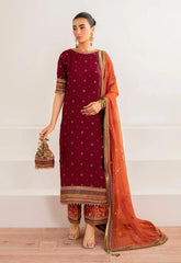 Baroque Exclusive Cotton Lawn Unstitch 3pc-Maroon