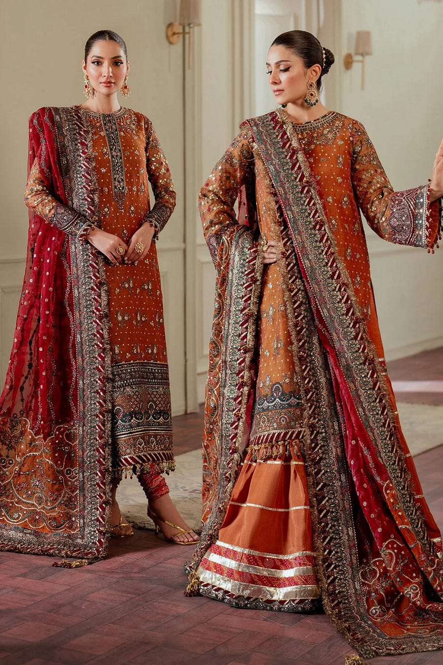 Baroque Exclusive Cotton Unstitched 3pc Rust