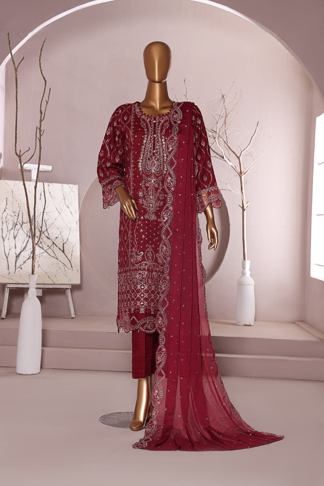 Areej Embroidered Unstitch 3 piece Embroidered Lawn A-3